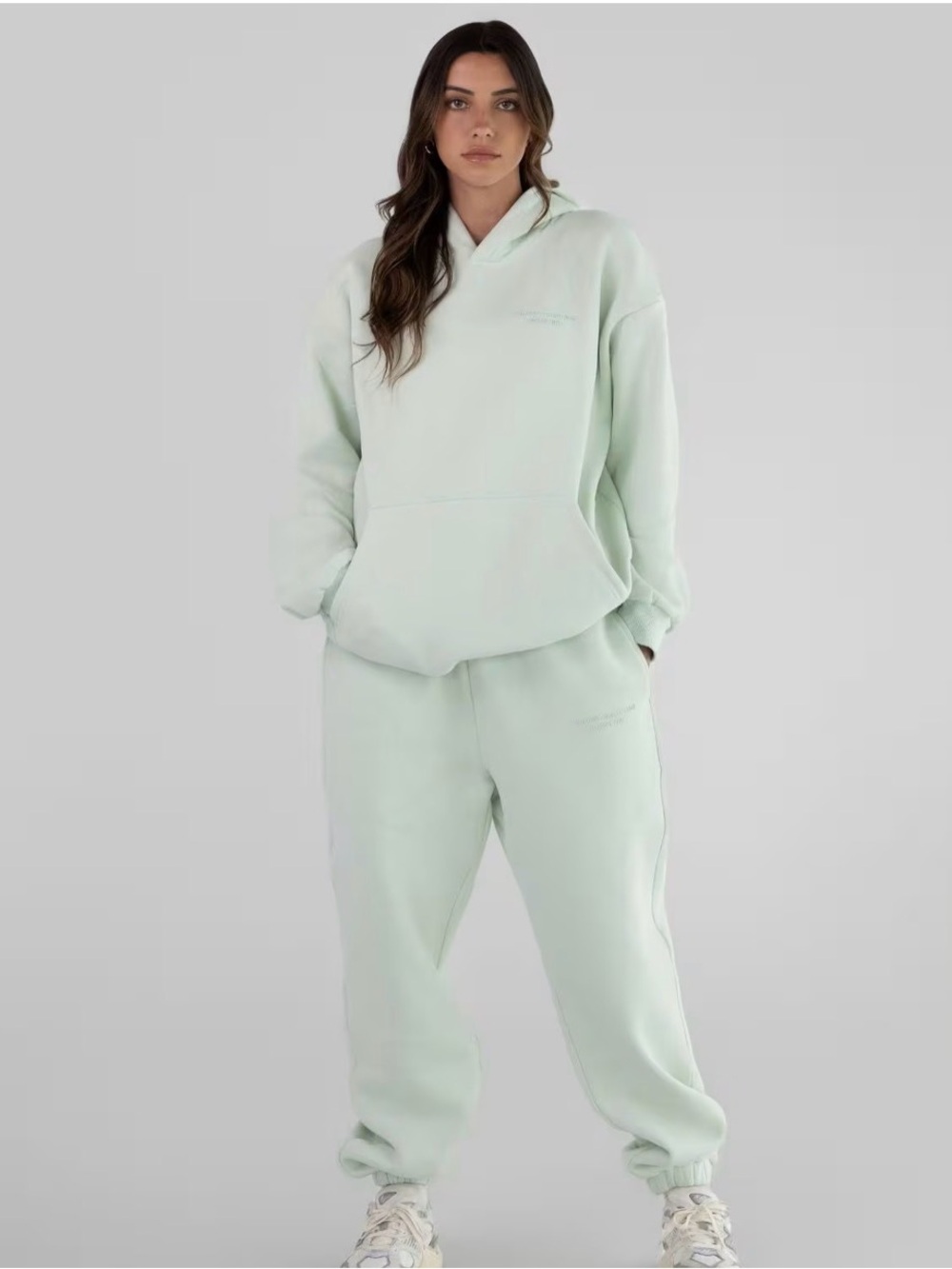 Women's Mint Green Plush Jogger Sweatpants and Sweatshirt